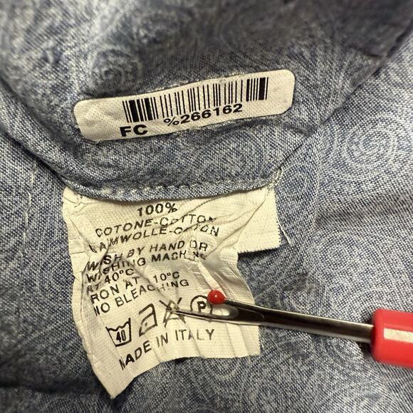 Taccaliti Button Down Long Sleeve Shirt Mens XXL 3XL Gray Paisley Italy Cotton - Picture 4 of 8